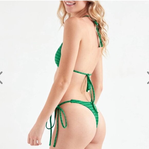 NWT OneOne Swimwear Bikini Set Pine Green Ariel Triangle New Padded Rare Medium - Picture 3 of 7